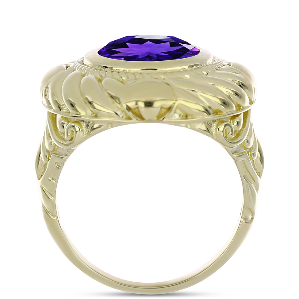 Anillo de Plata Bañada en Oro con Amatista de Marruecos