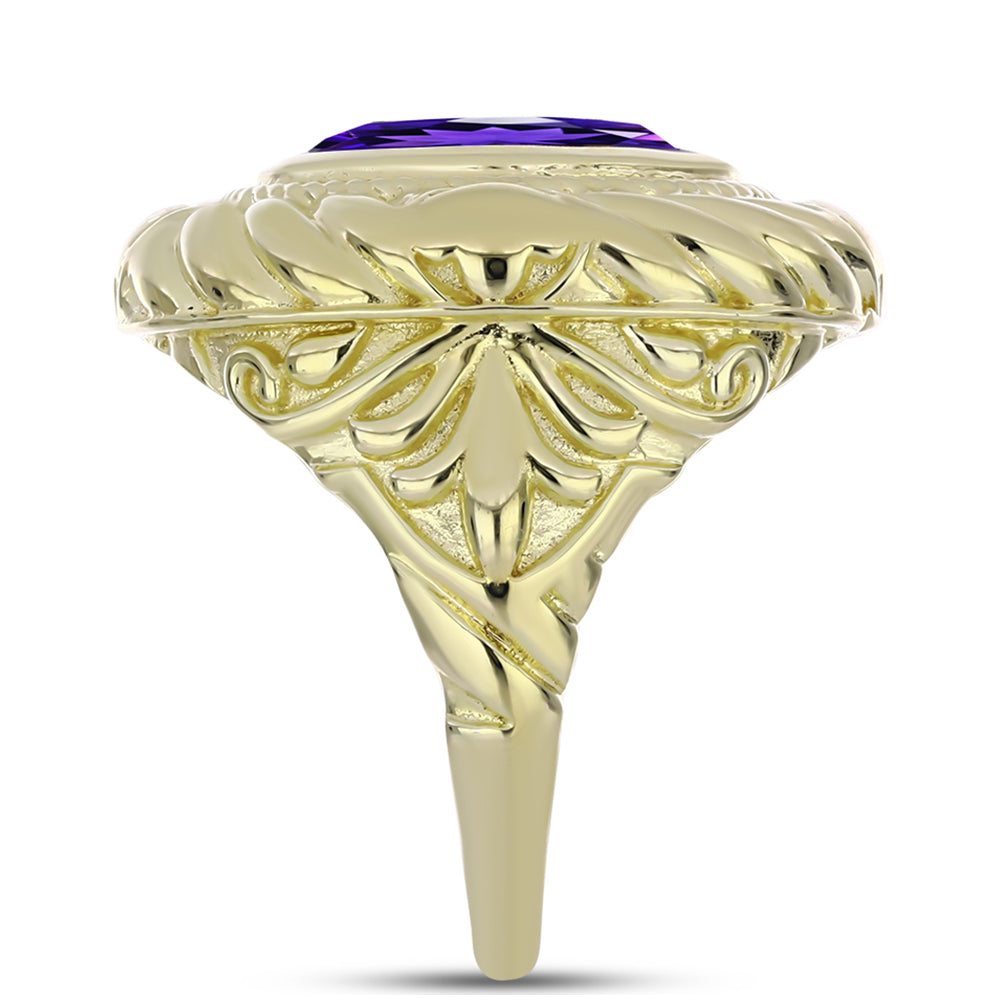 Anillo de Plata Bañada en Oro con Amatista de Marruecos 4 