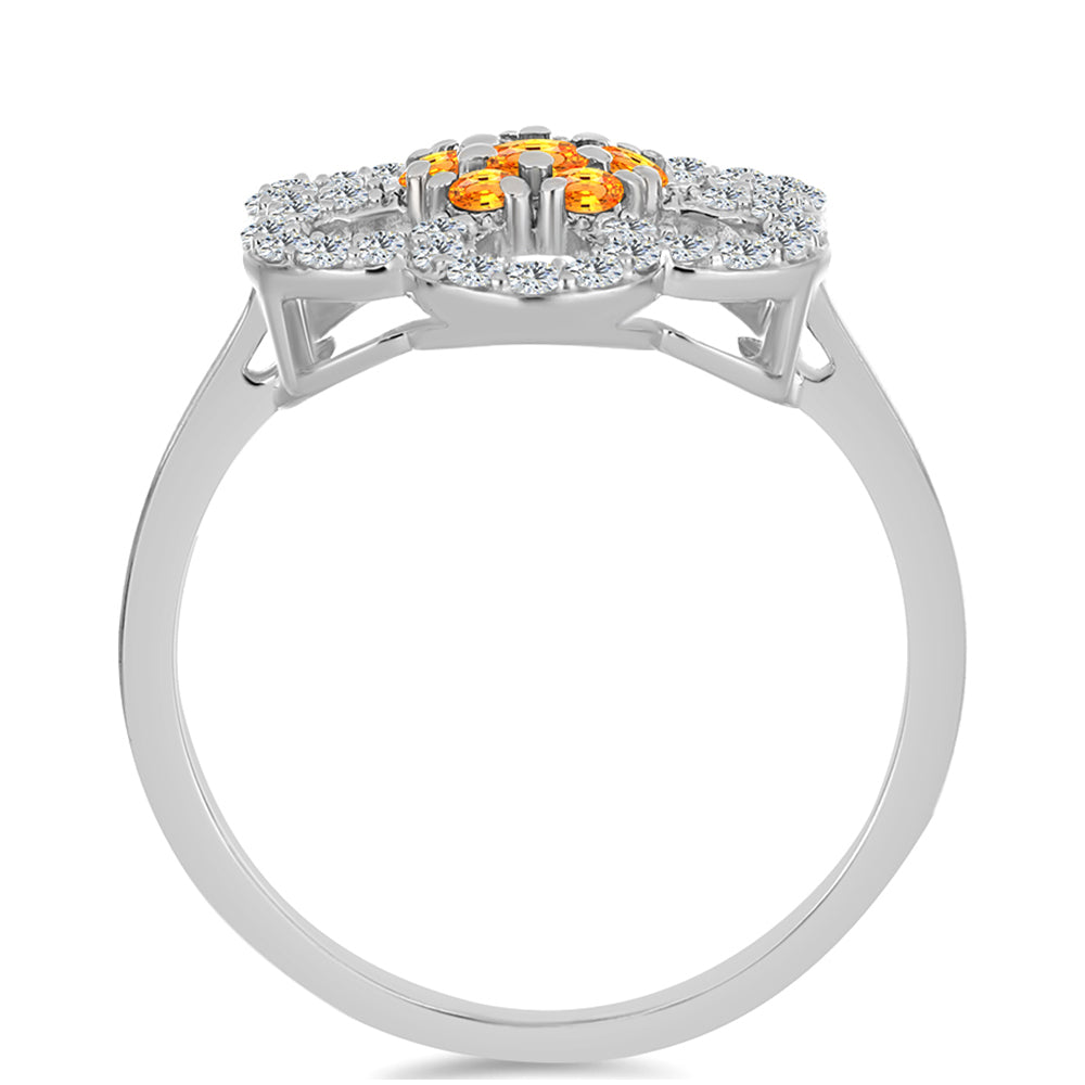 Anillo de Plata con Zafiro Padparadscha y Topacio Blanco 2 