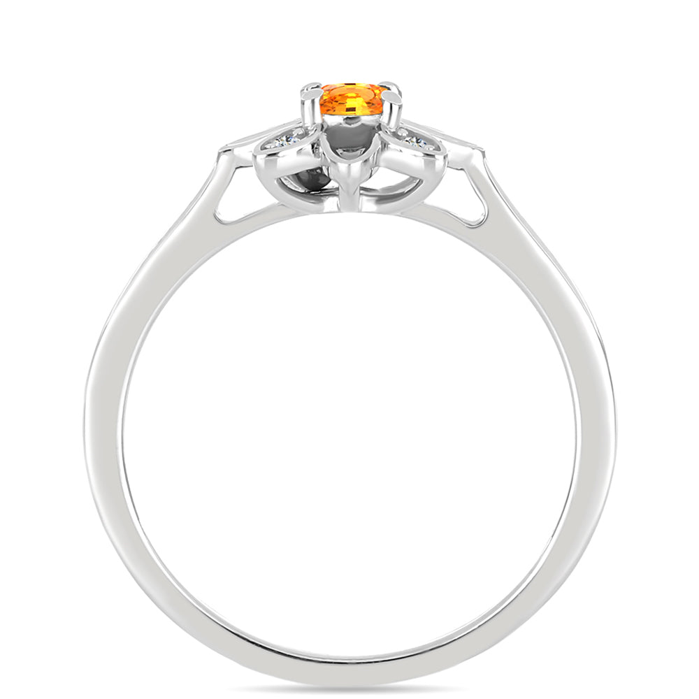 Anillo de Plata con Zafiro Padparadscha y Topacio Blanco 2 