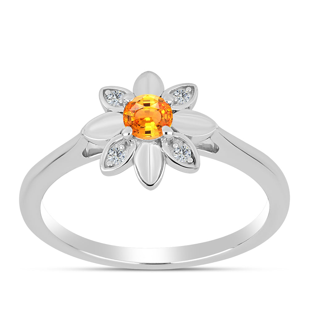 Anillo de Plata con Zafiro Padparadscha y Topacio Blanco 3 