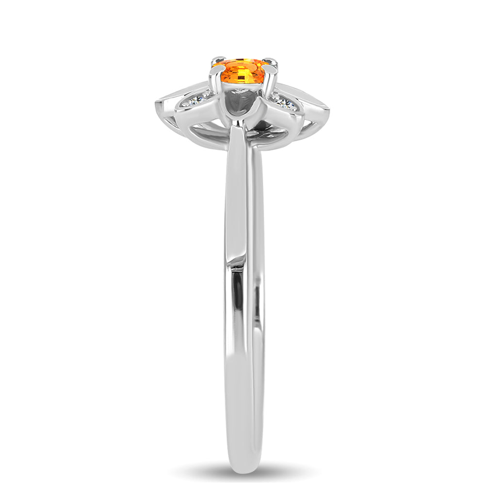 Anillo de Plata con Zafiro Padparadscha y Topacio Blanco 4 