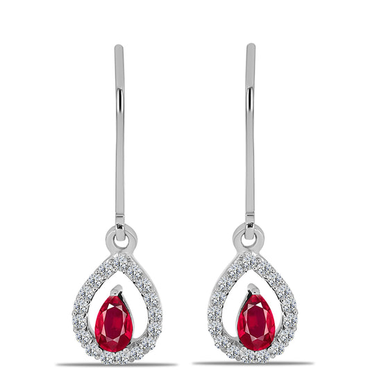 Pendientes de Plata con Rubí de Madagascar y Topacio Blanco