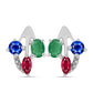 Conjunto de Plata con Rubí de Madagascar y Esmeralda de Brasil ( Pendientes +Anillo )