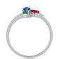 Conjunto de Plata con Rubí de Madagascar y Esmeralda de Brasil ( Pendientes +Anillo )