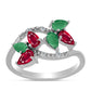 Anillo de Plata con Rubí de Madagascar y Esmeralda de Brasil