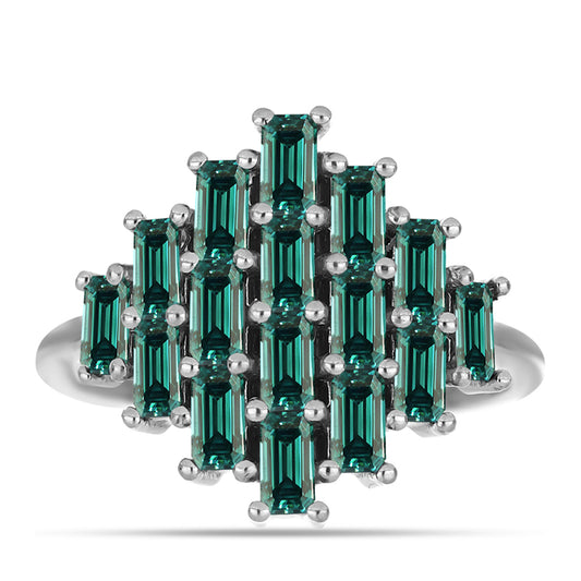 Anillo de Plata con Moissanita azul mar verdosa