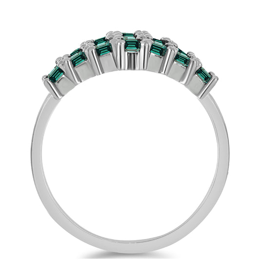 Anillo de Plata con Moissanita azul mar verdosa
