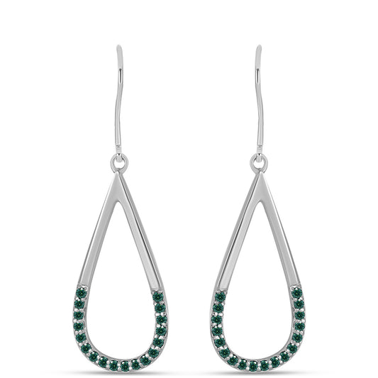 Pendientes de Plata con Moissanita azul mar verdosa