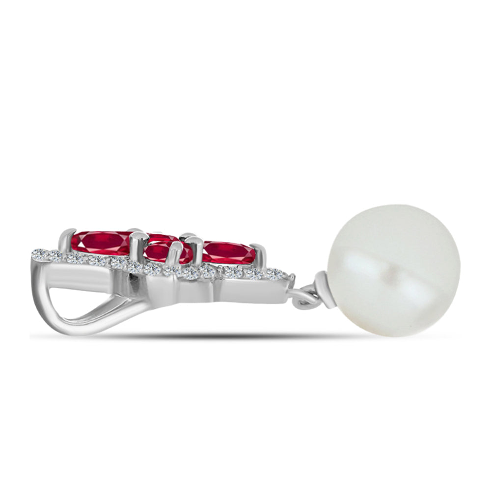 Colgante de Plata con Rubí de Madagascar y Perla blanca de agua dulce 2 