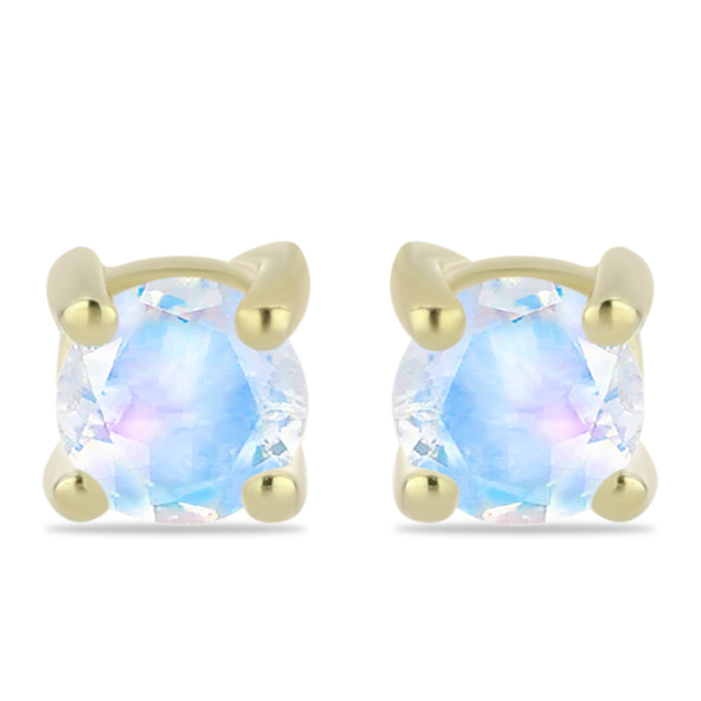 Pendientes de Plata Bañada en Oro con Piedra Lunar Arco Iris 1 