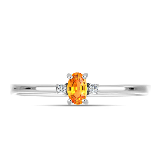 Anillo de Plata con Zafiro Padparadscha y Topacio Blanco