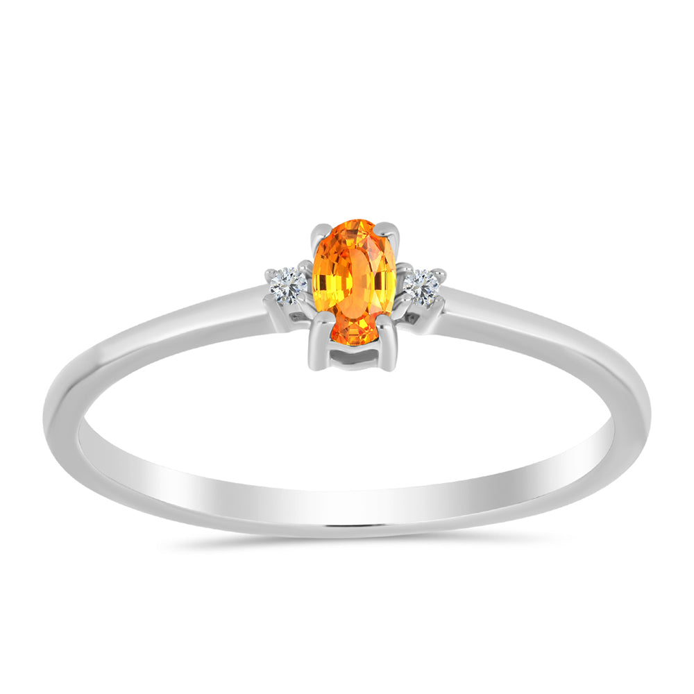 Anillo de Plata con Zafiro Padparadscha y Topacio Blanco 3 