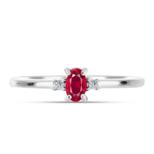 Anillo de Plata con Rubí de Madagascar y Topacio Blanco