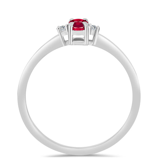 Anillo de Plata con Rubí de Madagascar y Topacio Blanco