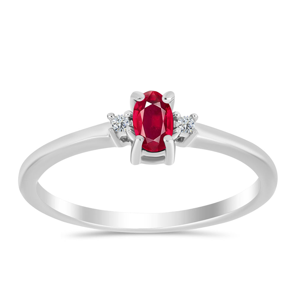 Anillo de Plata con Rubí de Madagascar y Topacio Blanco