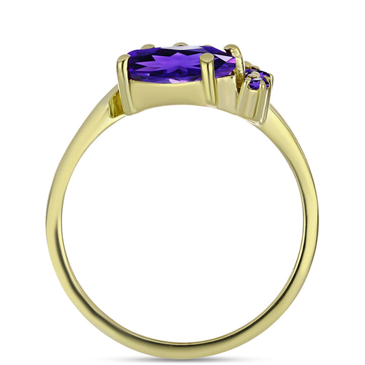 Anillo de Plata Bañada en Oro con Amatista de Marruecos