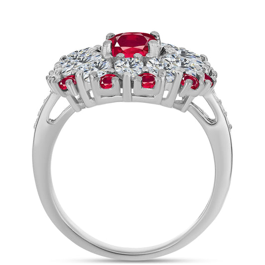 Anillo de Plata con Rubí de Madagascar y Topacio Blanco