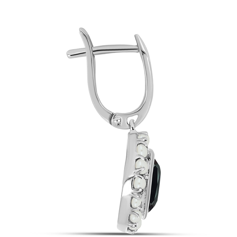 Pendientes de Plata con Obsidiana y Perla blanca de agua dulce 2 