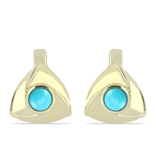 Pendientes de Plata Bañada en Oro con Turquesa Bella Durmiente