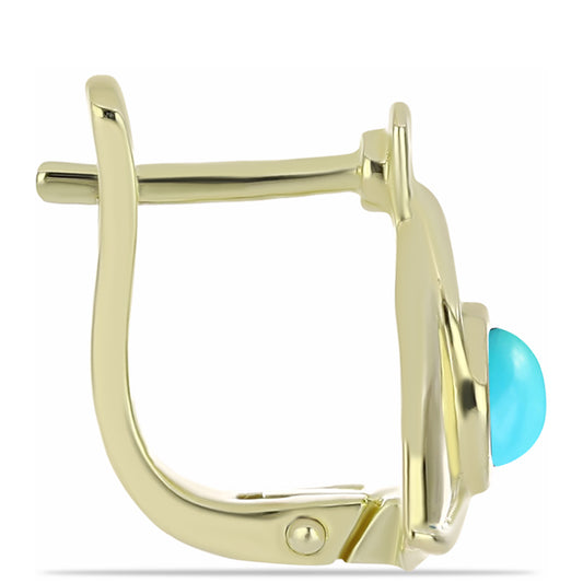 Pendientes de Plata Bañada en Oro con Turquesa Bella Durmiente