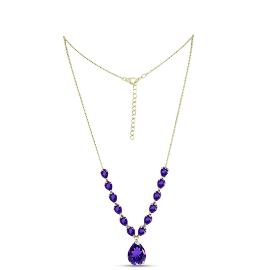 Collar de Plata Bañada en Oro con Amatista de Marruecos