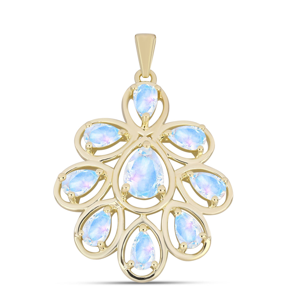 Colgante de Plata Bañada en Oro con Piedra Lunar Arco Iris 1 