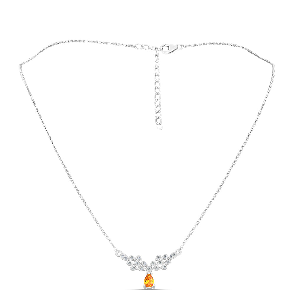 Collar de Plata con Zafiro Padparadscha y Topacio Blanco 1 