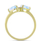 Anillo de Plata Bañada en Oro con Piedra Lunar Arco Iris y Topacio Blanco
