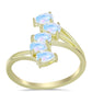 Anillo de Plata Bañada en Oro con Piedra Lunar Arco Iris