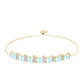 Pulsera de Plata Bañada en Oro con Piedra Lunar Arco Iris y Topacio Blanco