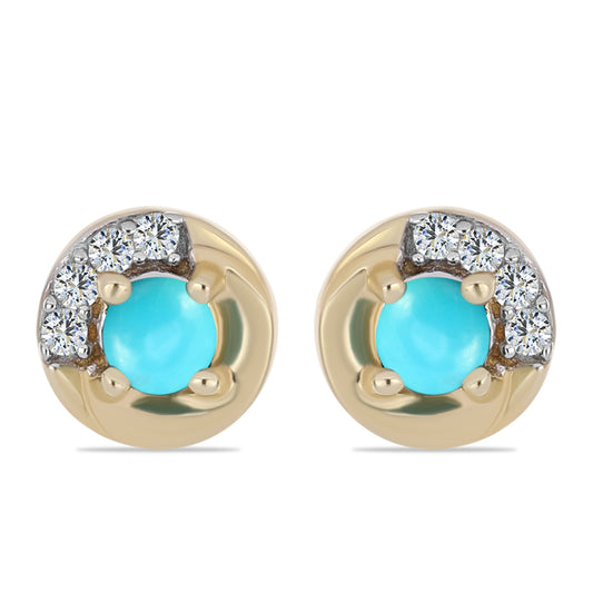 Pendientes de Plata Bañada en Oro con Turquesa Bella Durmiente y Topacio Blanco