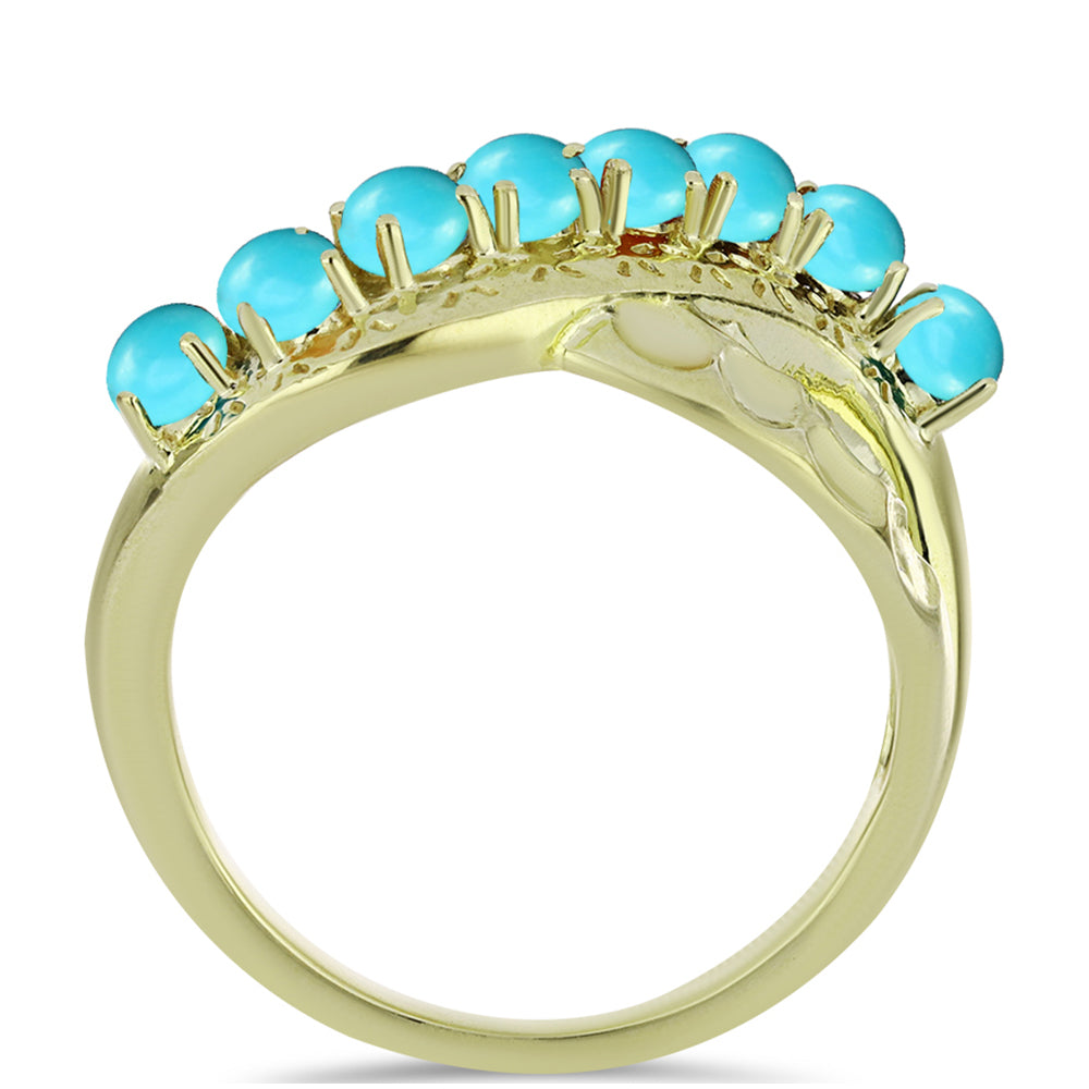 Anillo de Plata Bañada en Oro con Turquesa Bella Durmiente 2 