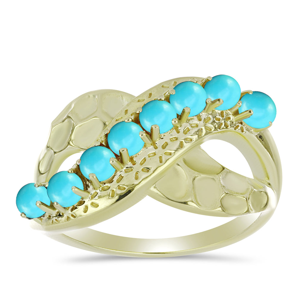 Anillo de Plata Bañada en Oro con Turquesa Bella Durmiente