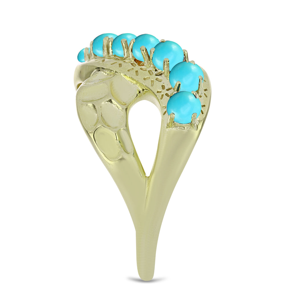 Anillo de Plata Bañada en Oro con Turquesa Bella Durmiente