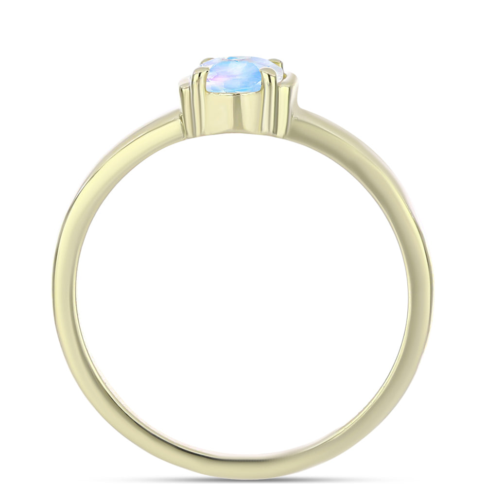 Anillo de Plata Bañada en Oro con Piedra Lunar Arco Iris 2 