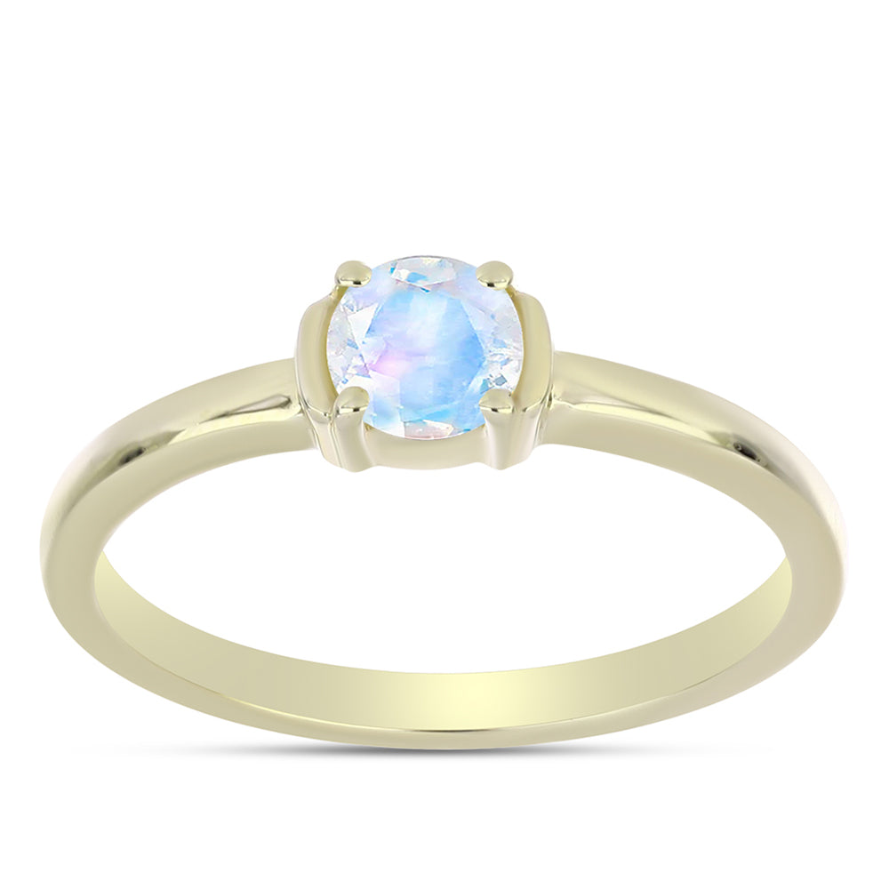 Anillo de Plata Bañada en Oro con Piedra Lunar Arco Iris 3 