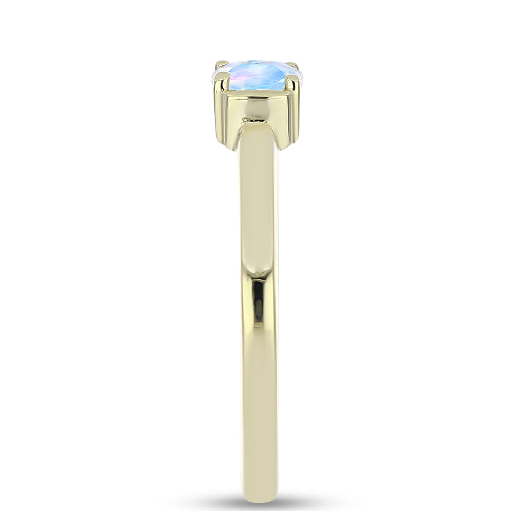 Anillo de Plata Bañada en Oro con Piedra Lunar Arco Iris 4 