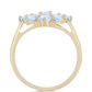 Anillo de Plata Bañada en Oro con Piedra Lunar Arco Iris y Topacio Blanco