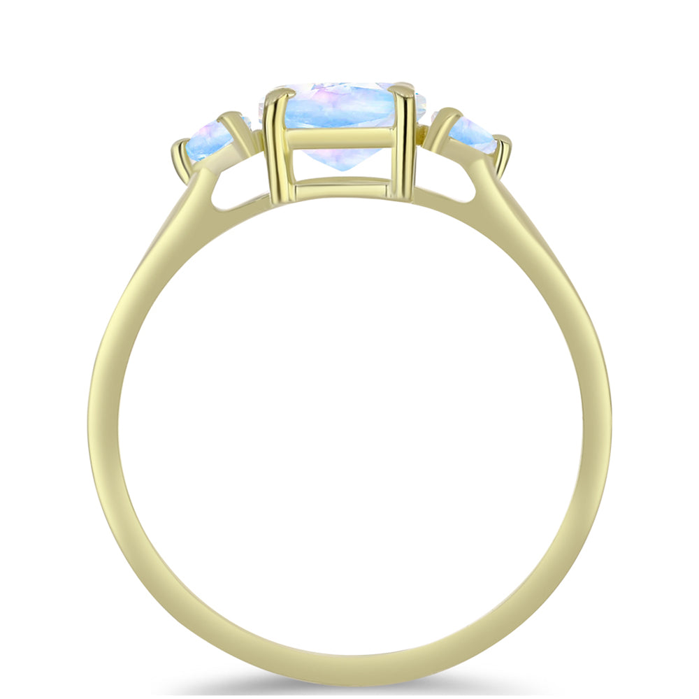 Anillo de Plata Bañada en Oro con Piedra Lunar Arco Iris 2 