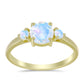 Anillo de Plata Bañada en Oro con Piedra Lunar Arco Iris