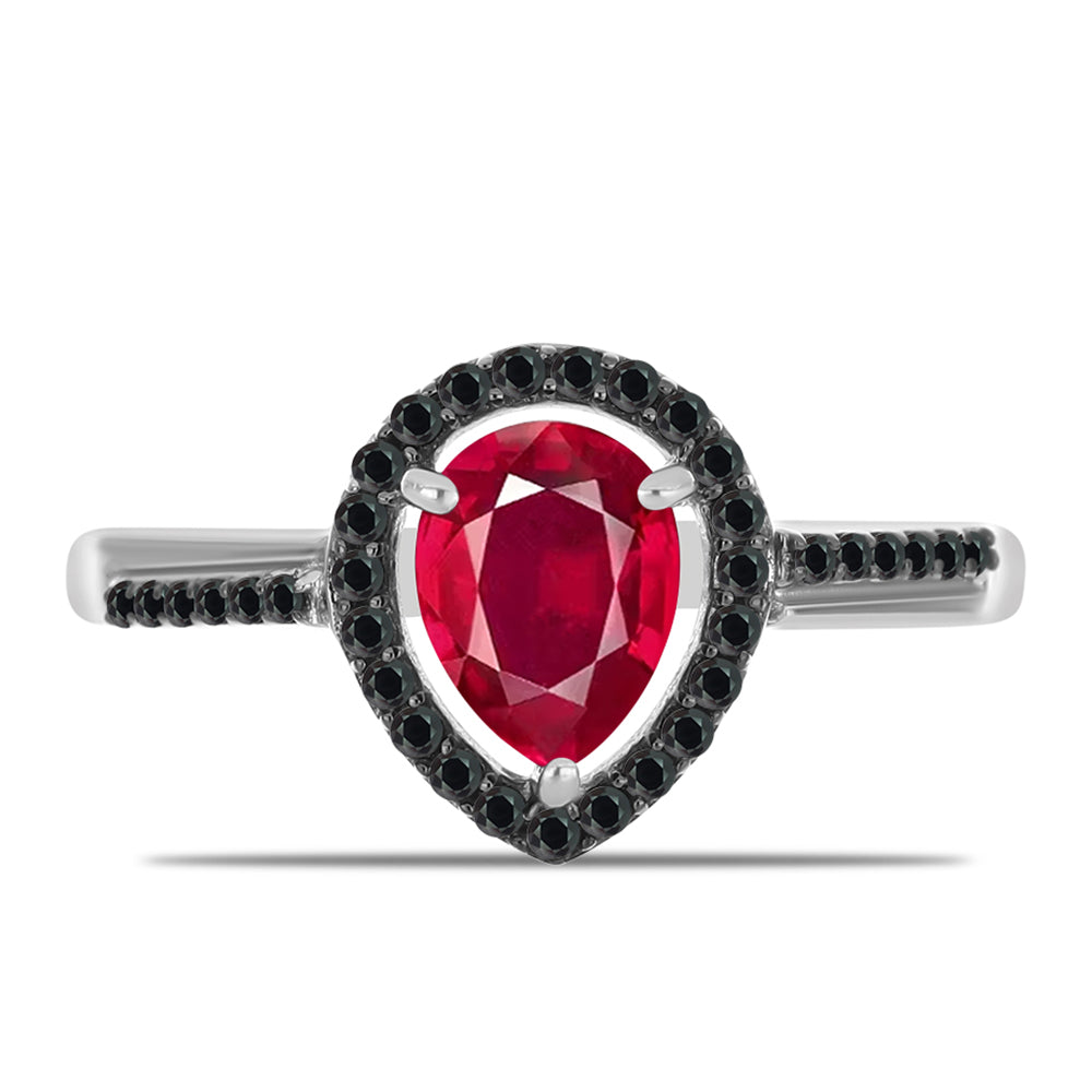 Anillo de Plata con Rubí de Madagascar y Espinela Negra 1 
