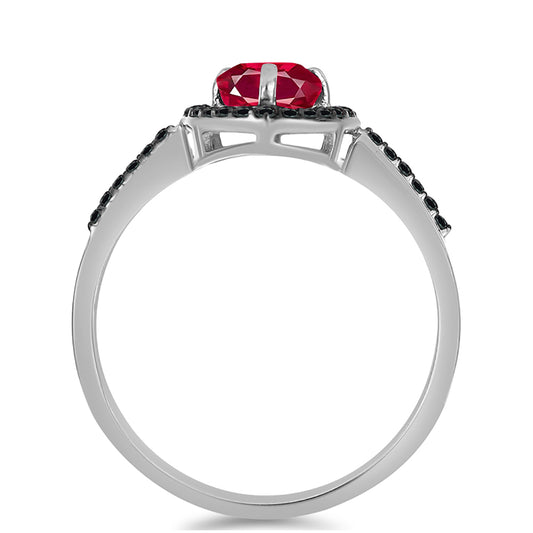 Anillo de Plata con Rubí de Madagascar y Espinela Negra