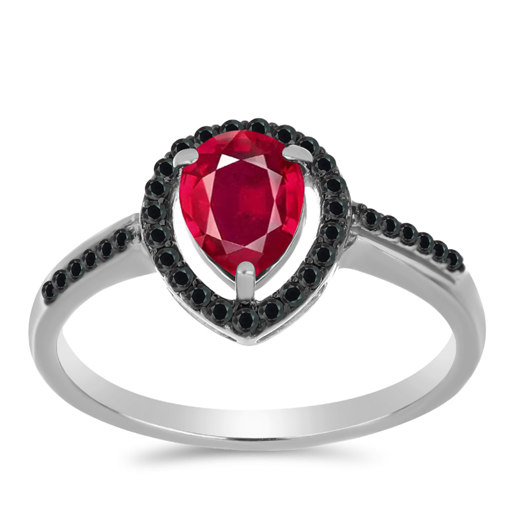 Anillo de Plata con Rubí de Madagascar y Espinela Negra 3 