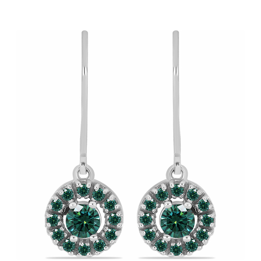 Pendientes de Plata con Moissanita azul mar verdosa