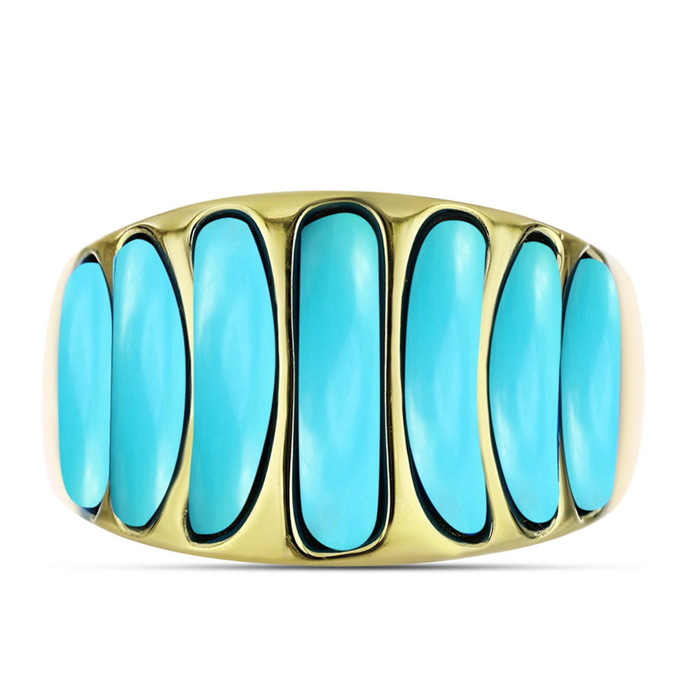 Anillo de Plata Bañada en Oro con Turquesa Bella Durmiente 1 