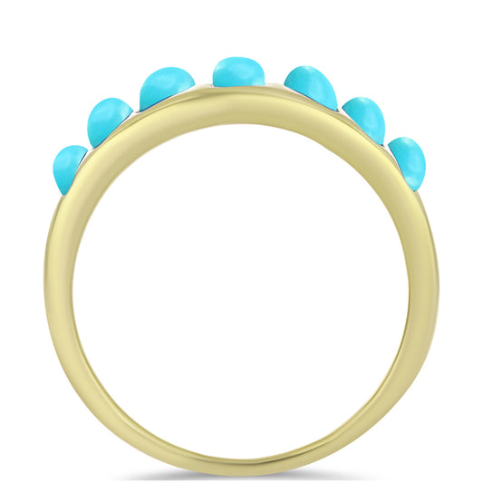 Anillo de Plata Bañada en Oro con Turquesa Bella Durmiente