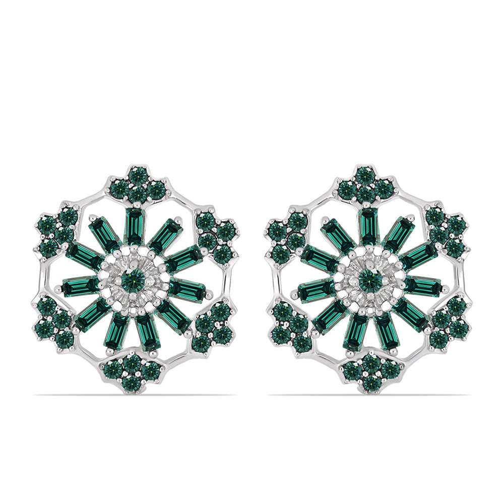 Pendientes de Plata con Moissanita azul mar verdosa 1 