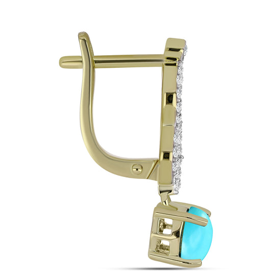 Pendientes de Plata Bañada en Oro con Turquesa Bella Durmiente y Topacio Blanco