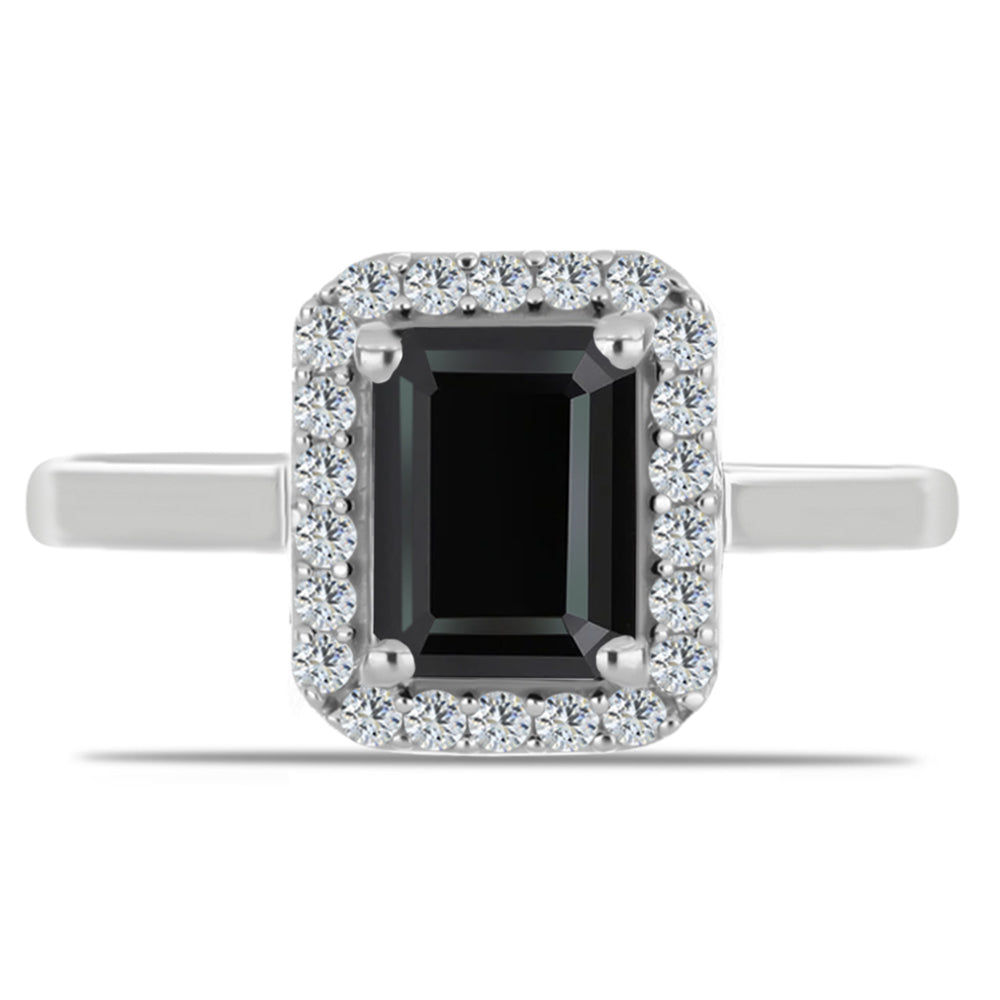 Anillo de Plata con Obsidiana y Topacio Blanco 1 